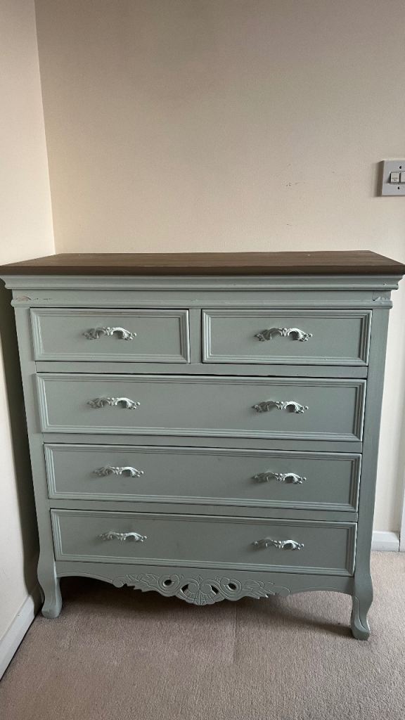 Dunelm 3-Piece Bedroom Furniture Set – 2 Bedside Tables + 1 Chest of Drawers – duck egg Finish