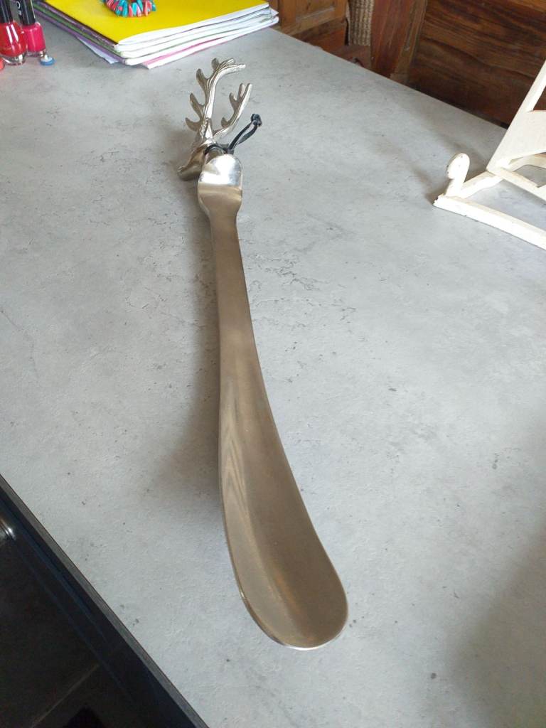 Very Large, Heavy Metal Stag Shoe Horn.. 20"