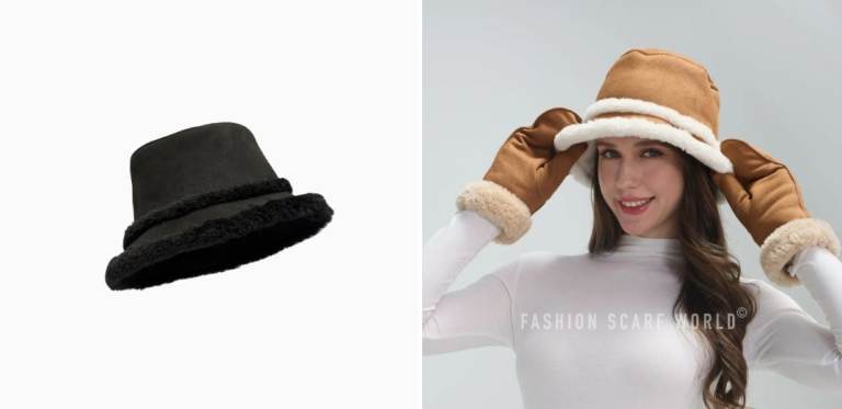 New Black or Caramel Faux Suede Bucket Hat – Warm Winter Style
