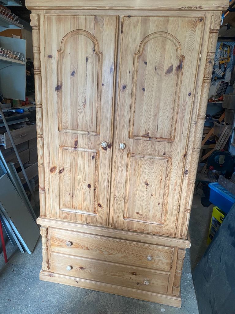 Solid Pine Wardrobe with Drawers – Good Condition