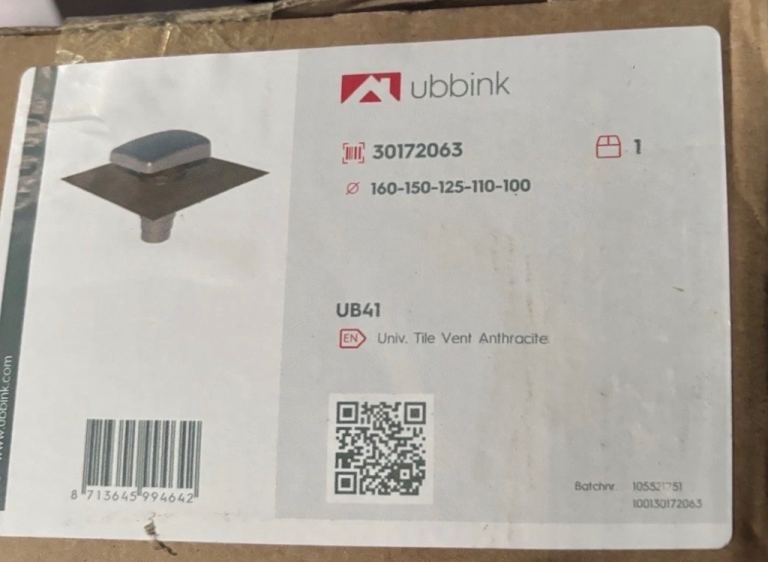 Ubbink UB41 Universal Tile Vent Anthracite – Brand New