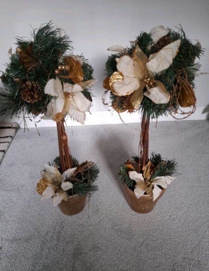 Two Self Standing Christmas Floral Decorations