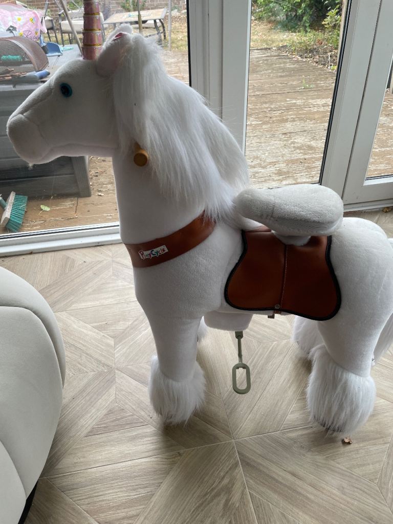 PonyCycle Ride-On Unicorn Toy – White, Good Condition