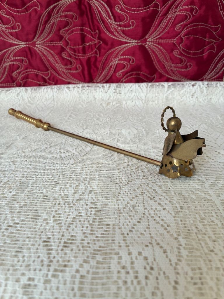 Vintage Solid Brass Angel Candle Snuffer 10 1/4” inch handle