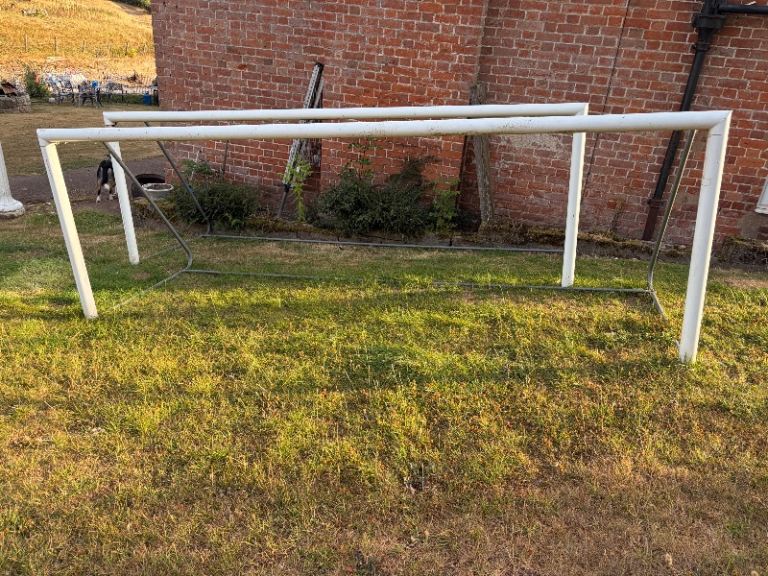 Metal Garden Football Goals - White, Good Condition