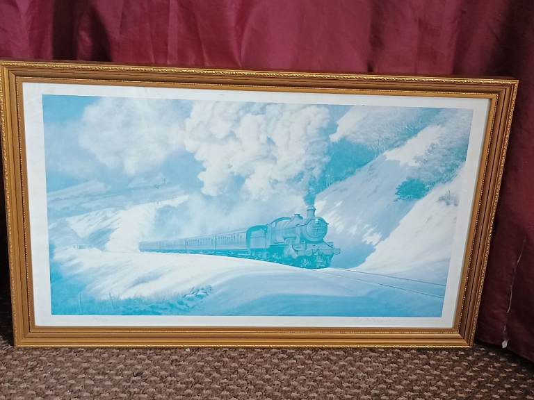 Ifor Pritchard. Railway print (monochrome) . Mogul class climbing Talerddig Bank