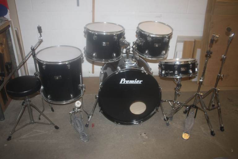Premier Olympic Black Drum Kit ~ 22in Bass ~ New Heads ~ All Hardware Included ~ £350 ono