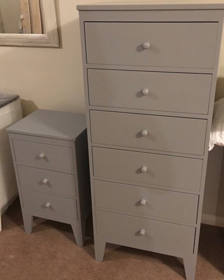 Two bedside cabinet pure wood in grey