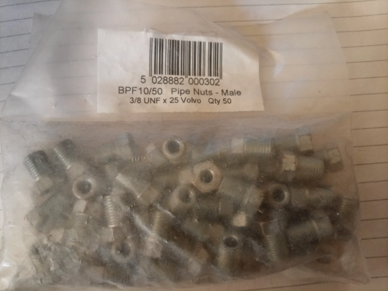 BPF 10/50 PIPE NUTS-MALE 3/8UNF x 25 VOLVO QTY 50