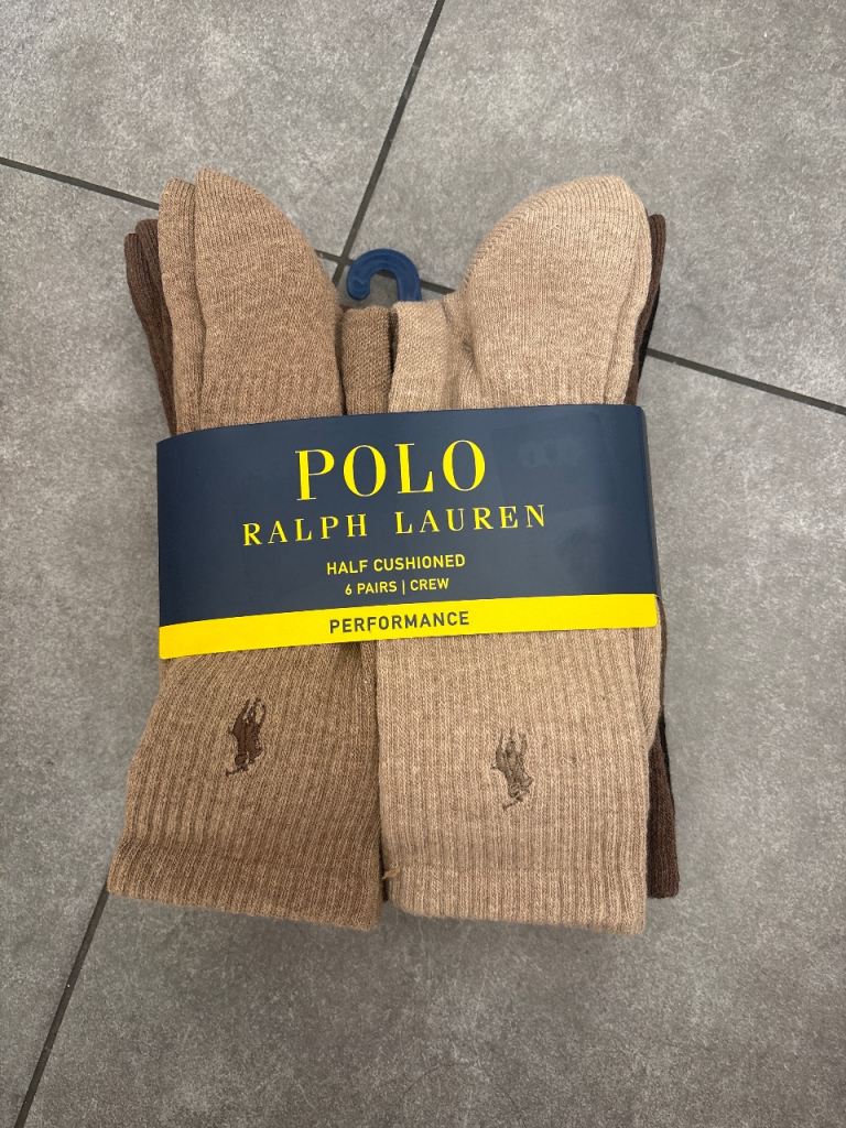 New Polo Ralph Lauren Half Cushioned Crew Socks - 6 Pairs