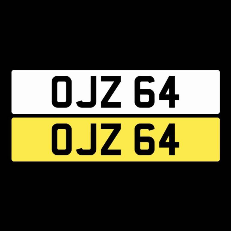 OJZ 64 - Dateless 2 digit NI Number Plate