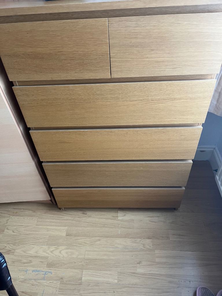 Chest of drawers, 6 drawers, malm ikea, oak