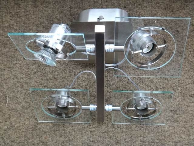 IKEA FUGA T0428 Chrome & Glass Ceiling FOUR SPOT light – Excellent
