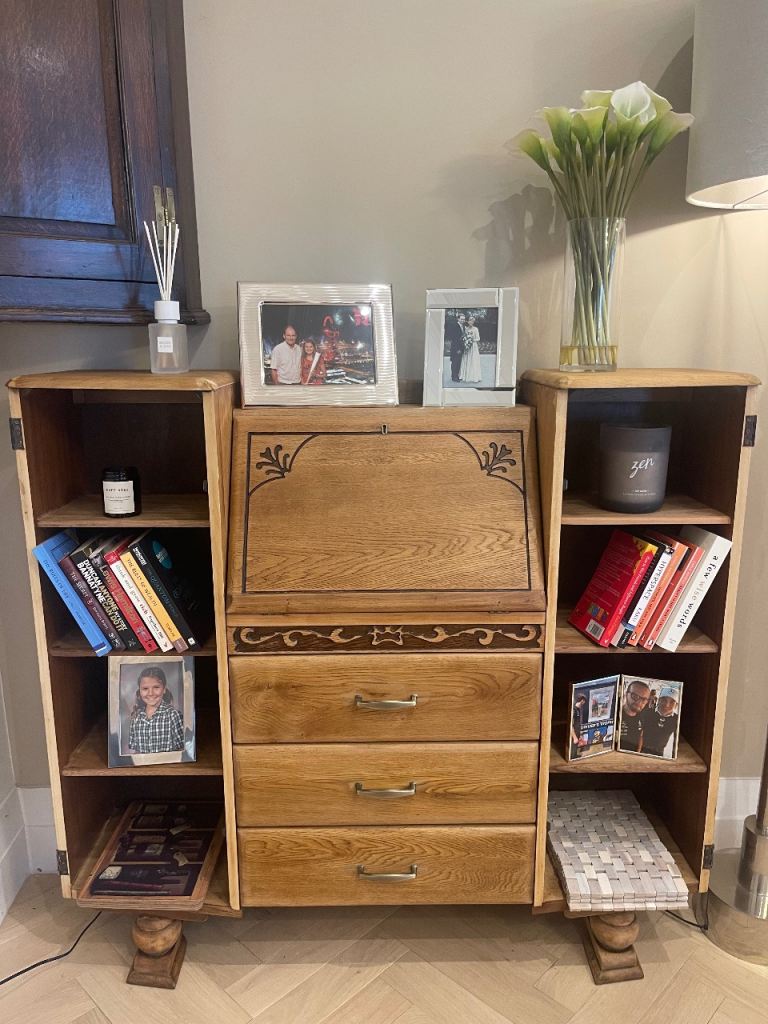 Oak Bureau/Cabinet with shelving - Beautifully restored 