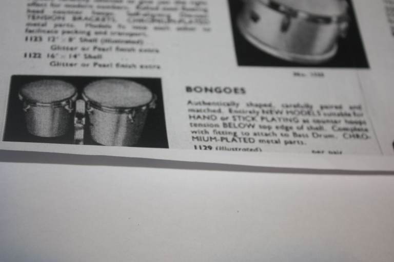 Vintage 1960s Dallas President White Bongo Drums 5.1/2 inch + 6.1/2 inch ~ 7.1/2 inch deep £125 ono