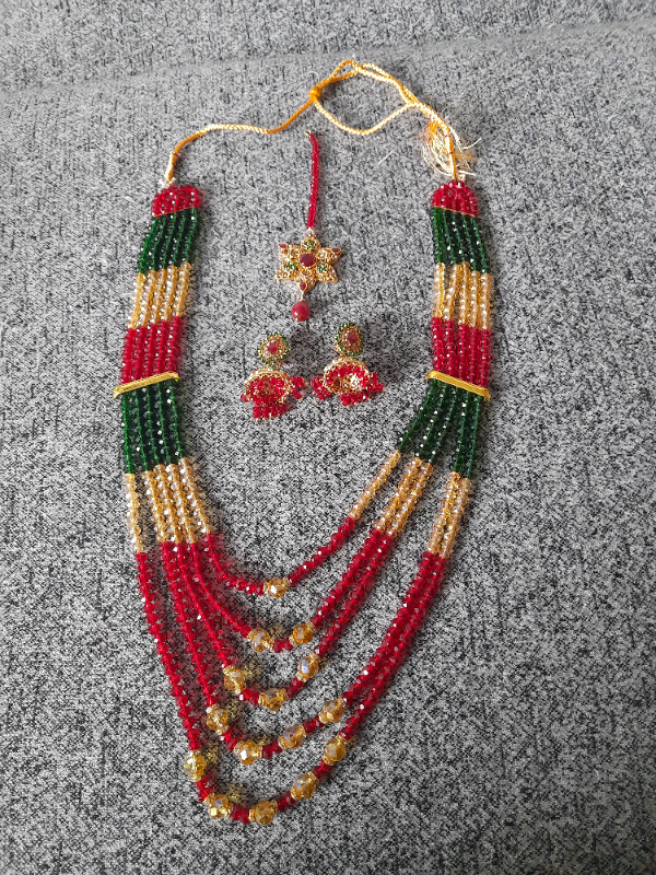 Brand NEW Asian Jewellery Set 3pc. Red/Green/Gold