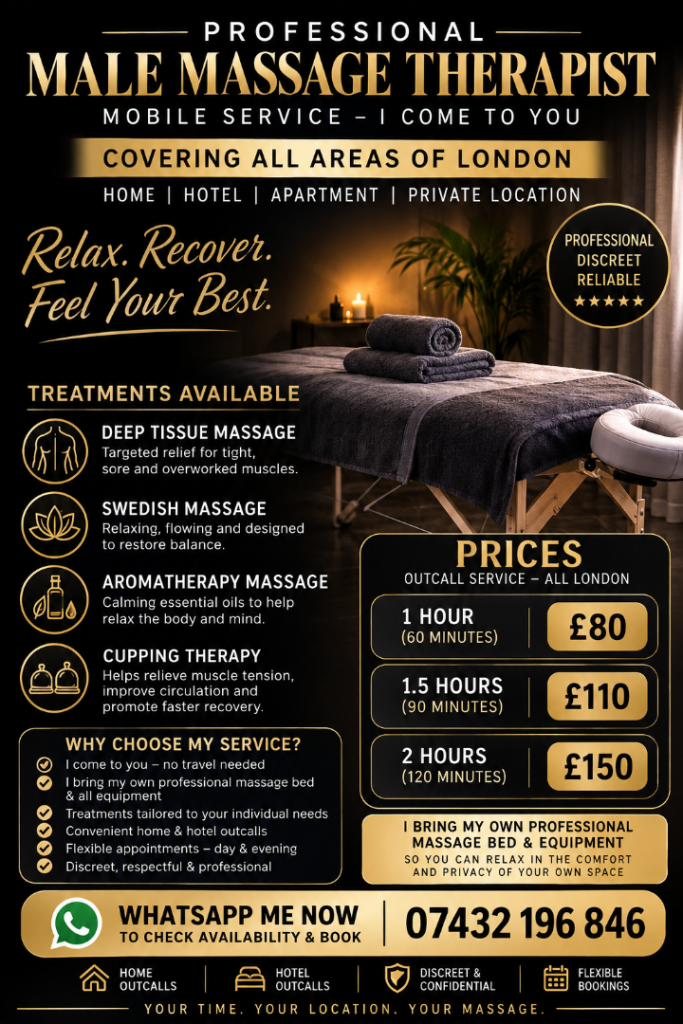Male massage therapist deep tissue, Swedish, Relaxing, Aromatherapy 