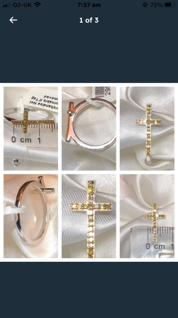 Yellow Diamond ring Size P Silver 925 platinum overlay new 