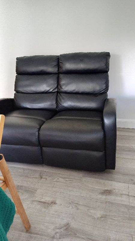 2 seater black faux leather sofa
