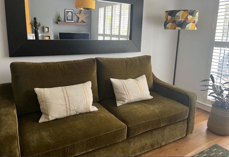 Beautiful Natural Hemp Cushions with Ochre stripes