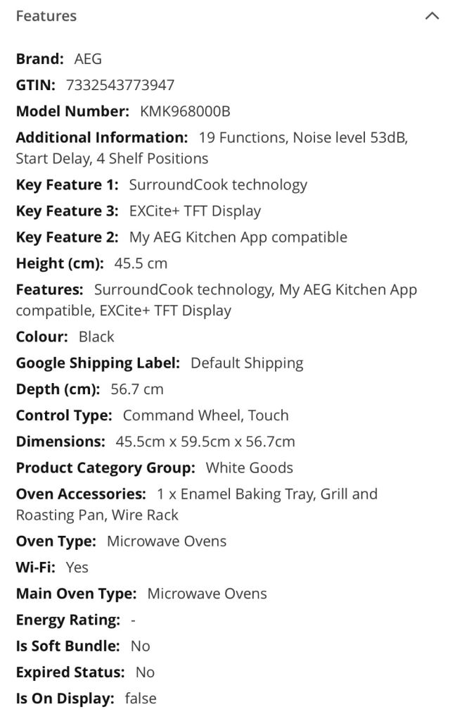 AEG KMK968000B Built-In Microwave Oven-Parts
