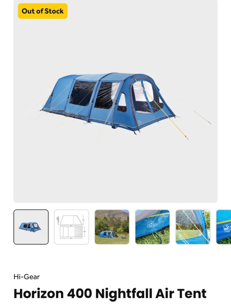 New Hi-Gear Horizon 400 Nightfall Air Tent – Blue, Good Condition