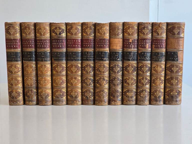 Antique Victorian 1868 Poetical Works of Walter Scott Vol. 1-12 English Books Complete Set 157 Y/O