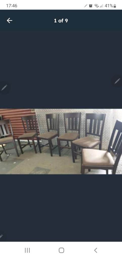 Set of 6 dark wood dining chairs 