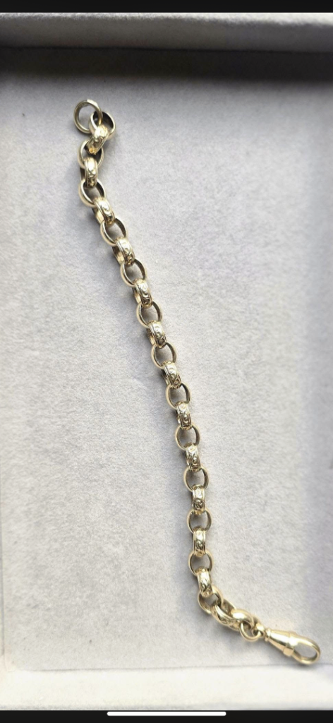 9ct Gold Belcher Bracelet - Good Condition, Metal