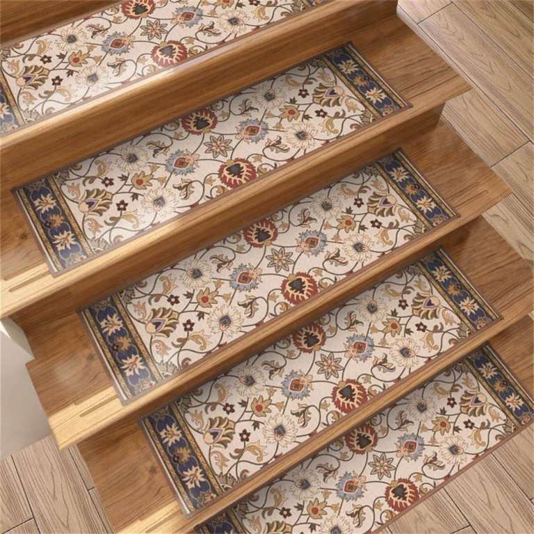 11×New Floral Stair Treads – Multicoloured, Non-Slip