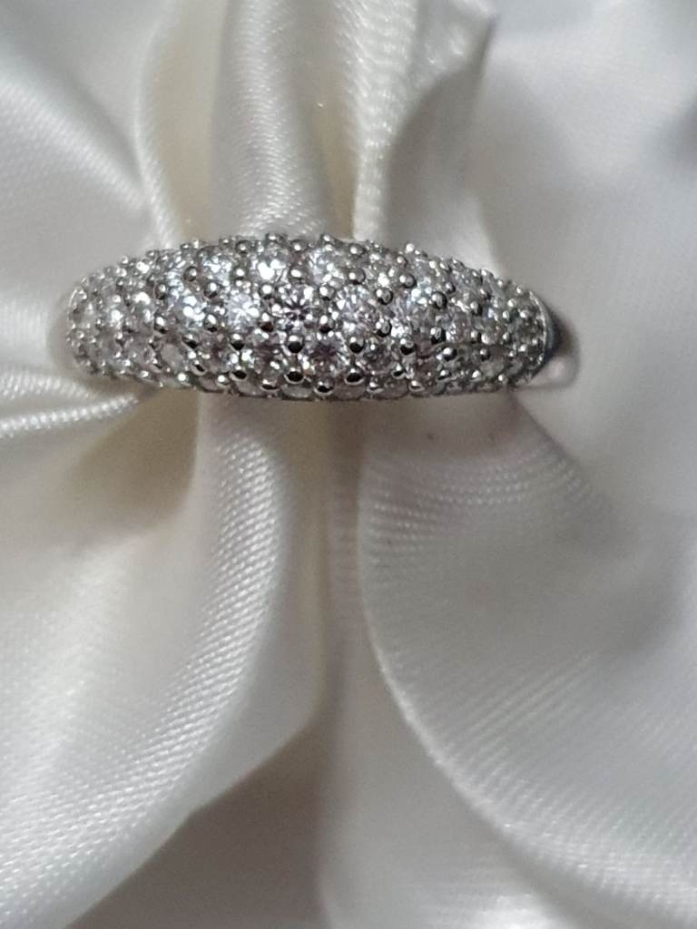 Like A Diamond White Mossanite Ring Size P Sterling silver 925 Platinum Overlay New 