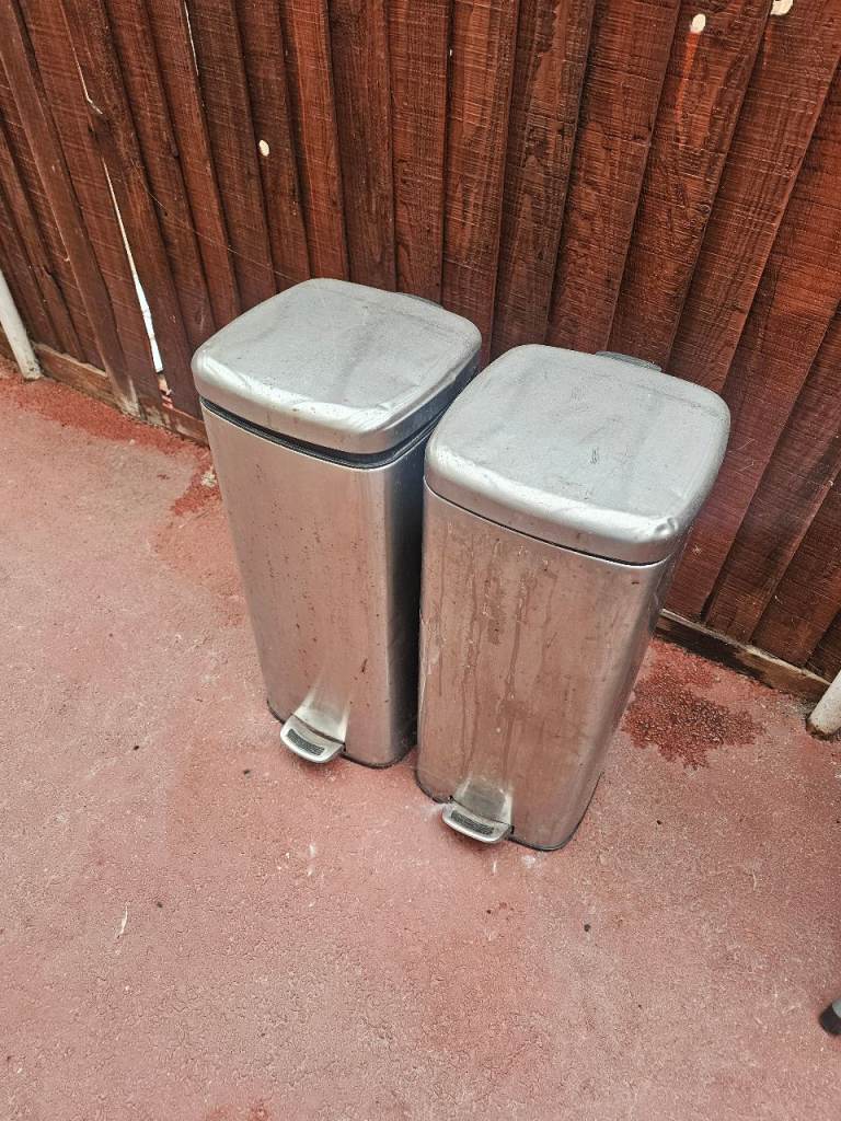 Pair of Metal Pedal Bins - Rectangular Kitchen Bins, £30.00 for Sale