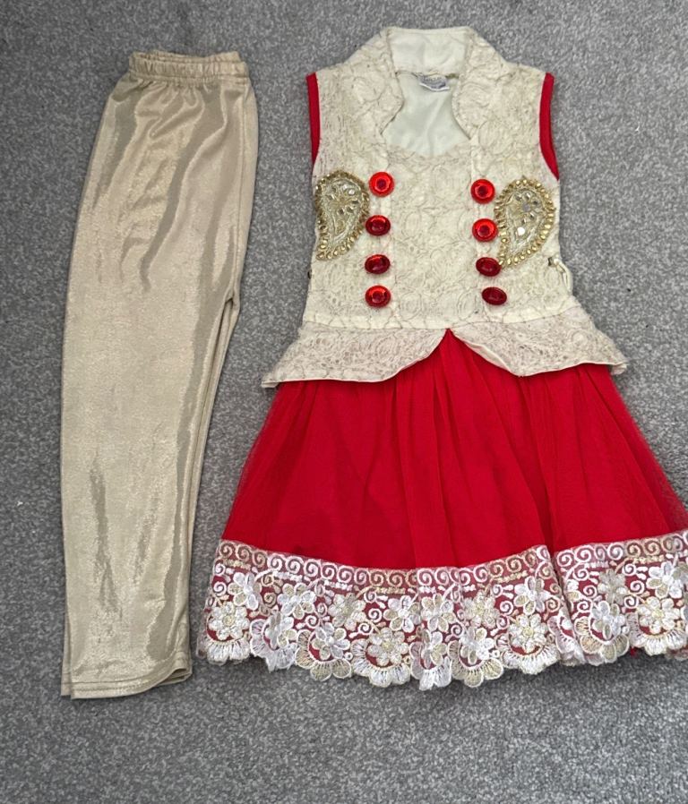Kids Red & Cream Fancy Dress Outfit – Good Condition