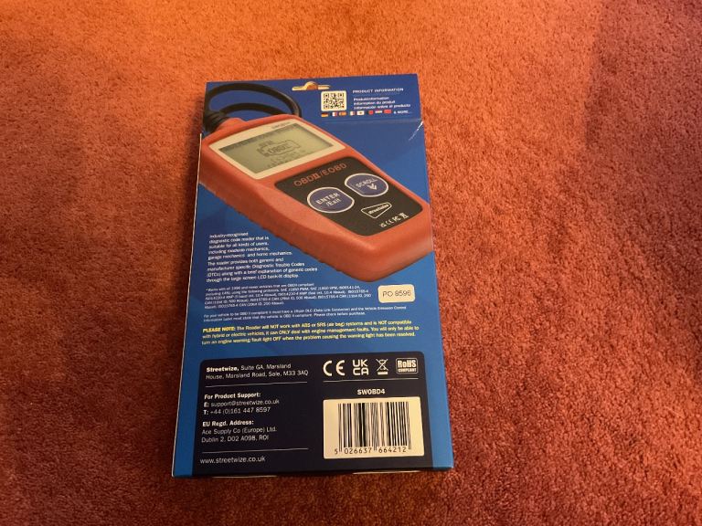 Streetwise car code reader / fault finder and code clearer unwanted gift never used can deliver 