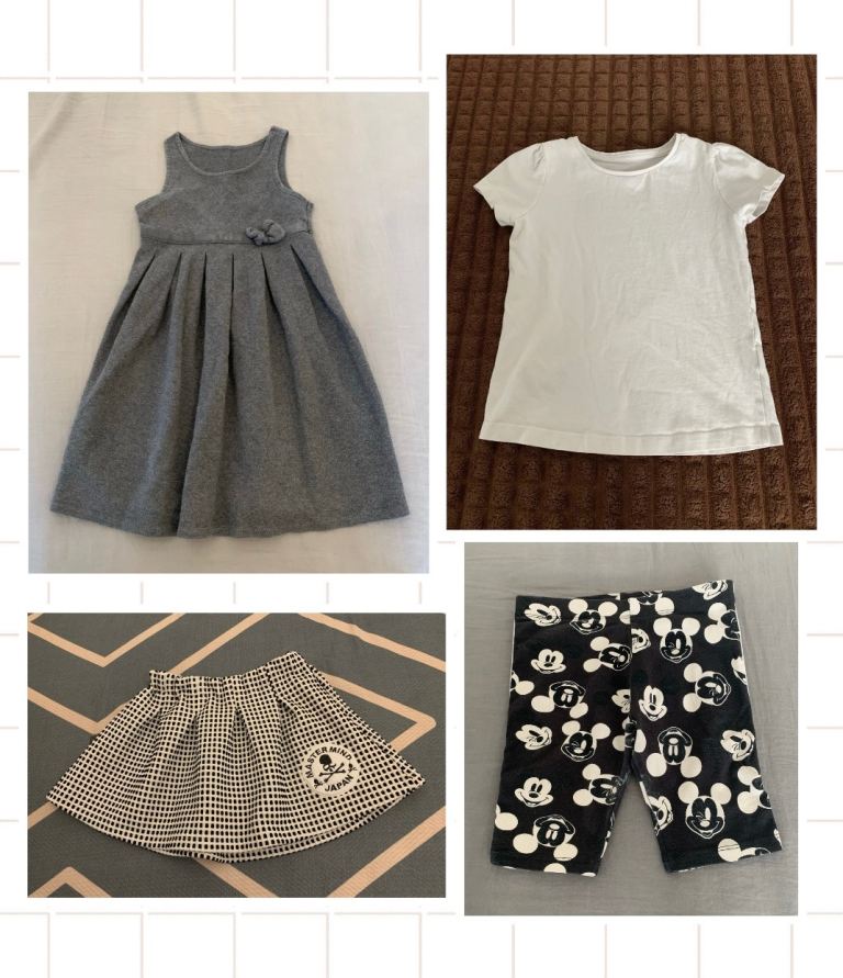 Girls clothing bundle, School Pinafore White Shirt Skirt Short, size: 6-7years
