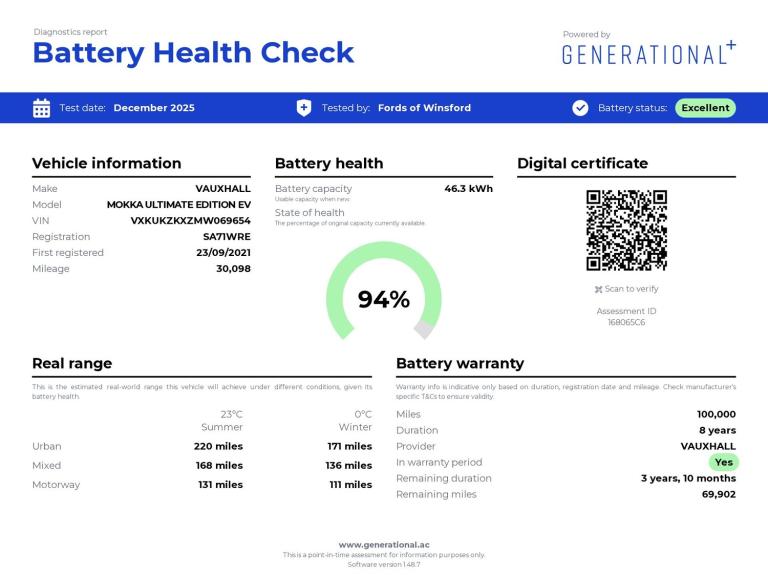 2021 Vauxhall Mokka 100kW Ultimate Edition 50kWh 5dr Auto SUV ELECTRIC Automatic