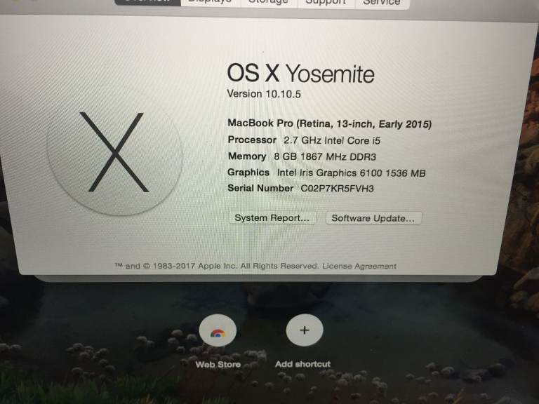 Apple MacBook Pro 2015 2.7Ghz i5 8G RAM