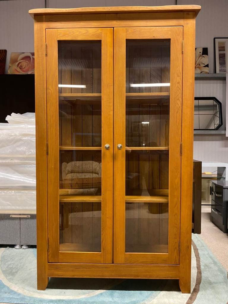 Solid Oak Display Cabinet/Bookcase 