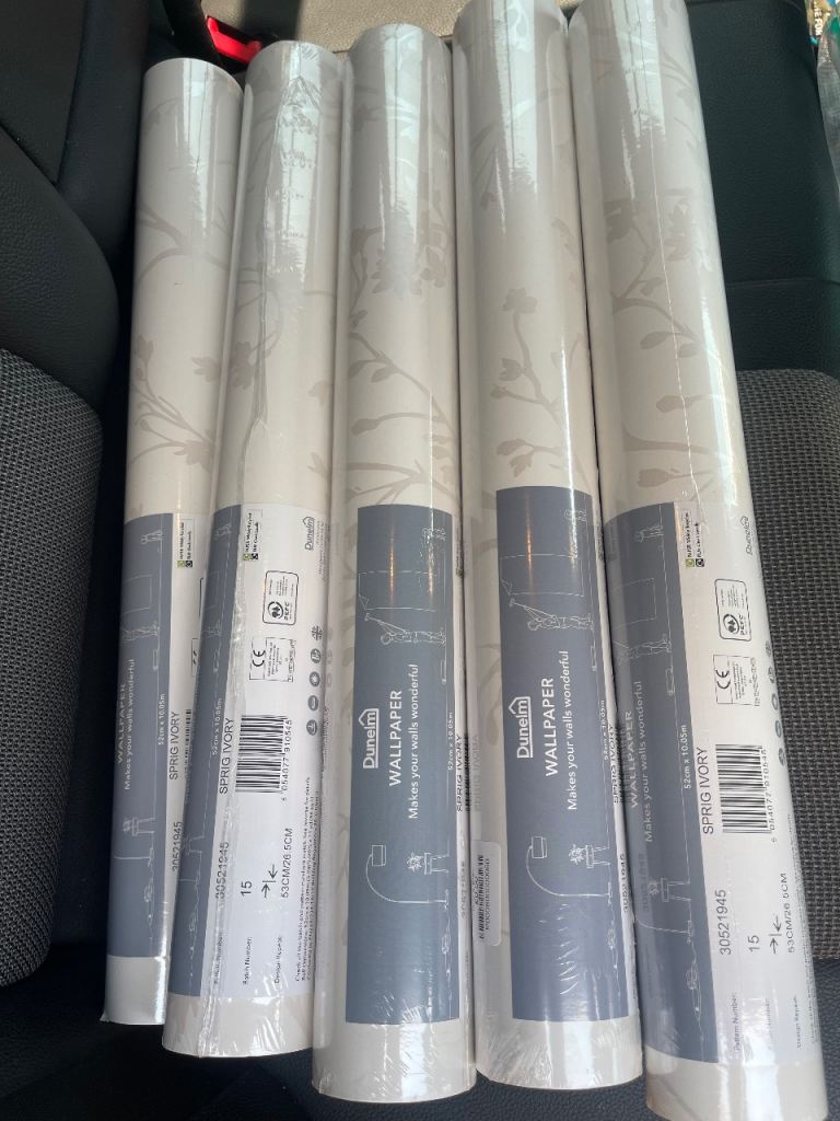 Dunelm Sprig Ivory Wallpaper - 8 Rolls, New