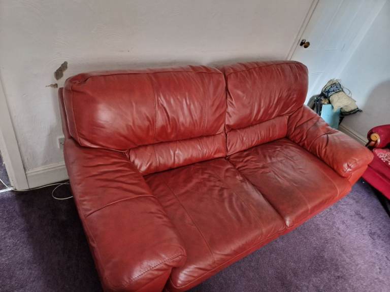 Red Leather Sofa