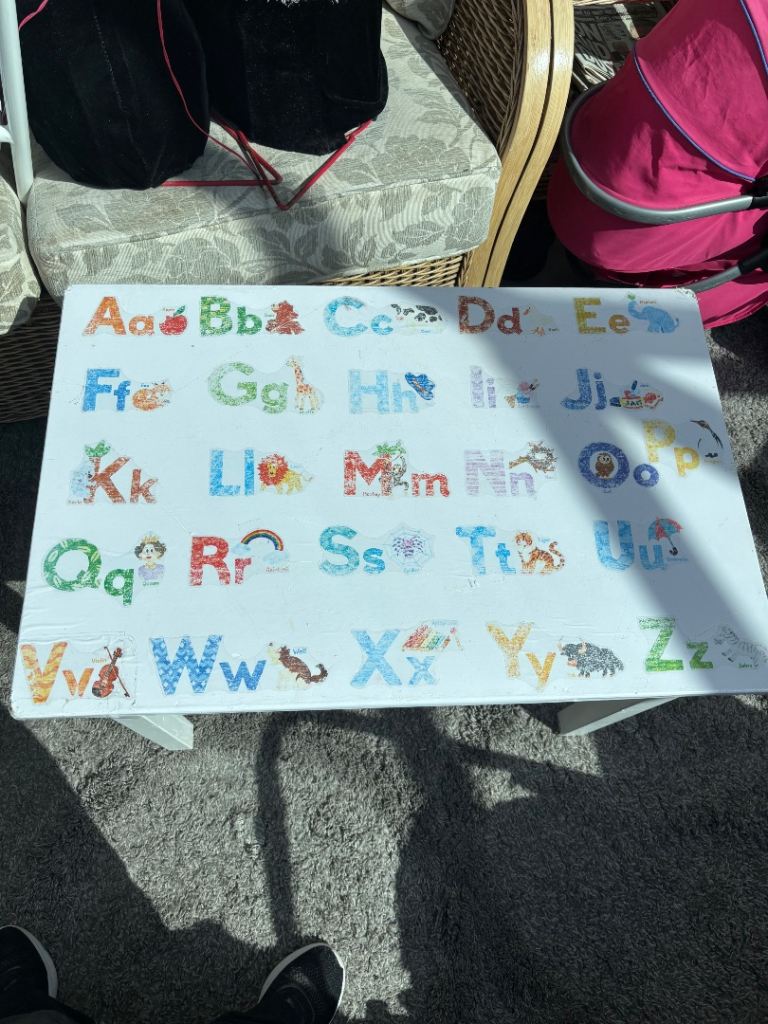 Alphabet Kids Table - White, Good Condition