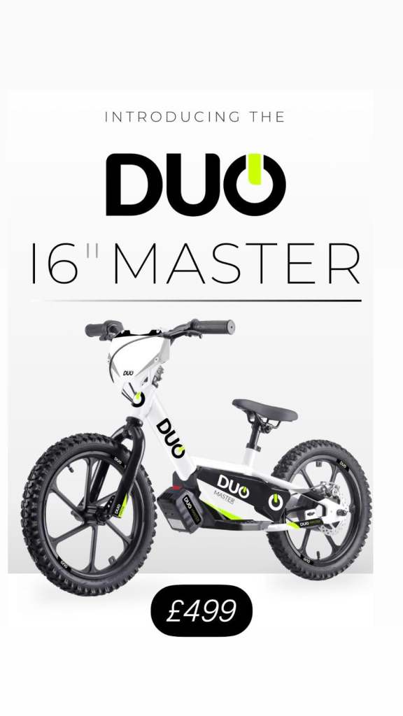 DUO MASTER 16 ELECTRIC BALANCE BIKE IN STOCK AT CRAIGS MOTORCYCLES