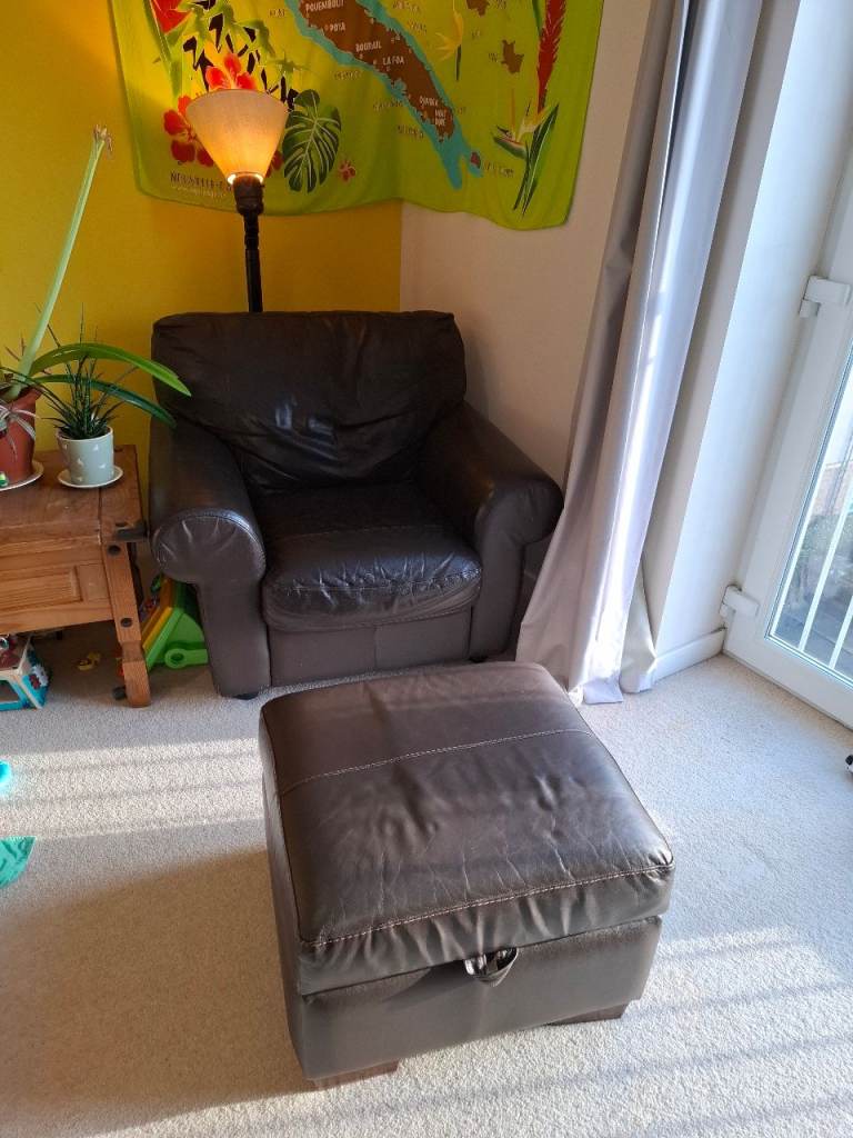FREE leather armchair and pouffe