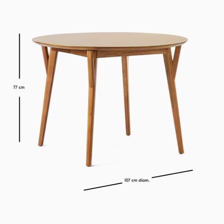West Elm Mid-Century Modern Round Extendable Dining Table + four chairs