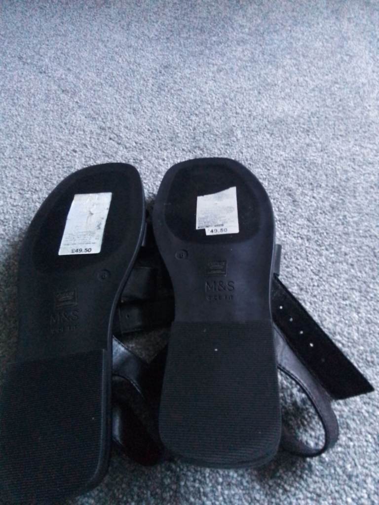 Marks And Spencer Ladies Leather Black Sandals Brand New Size 6