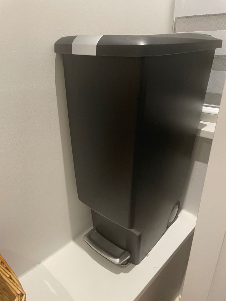 Black Pedal Bin with Soft-Close Lid & Wheels 