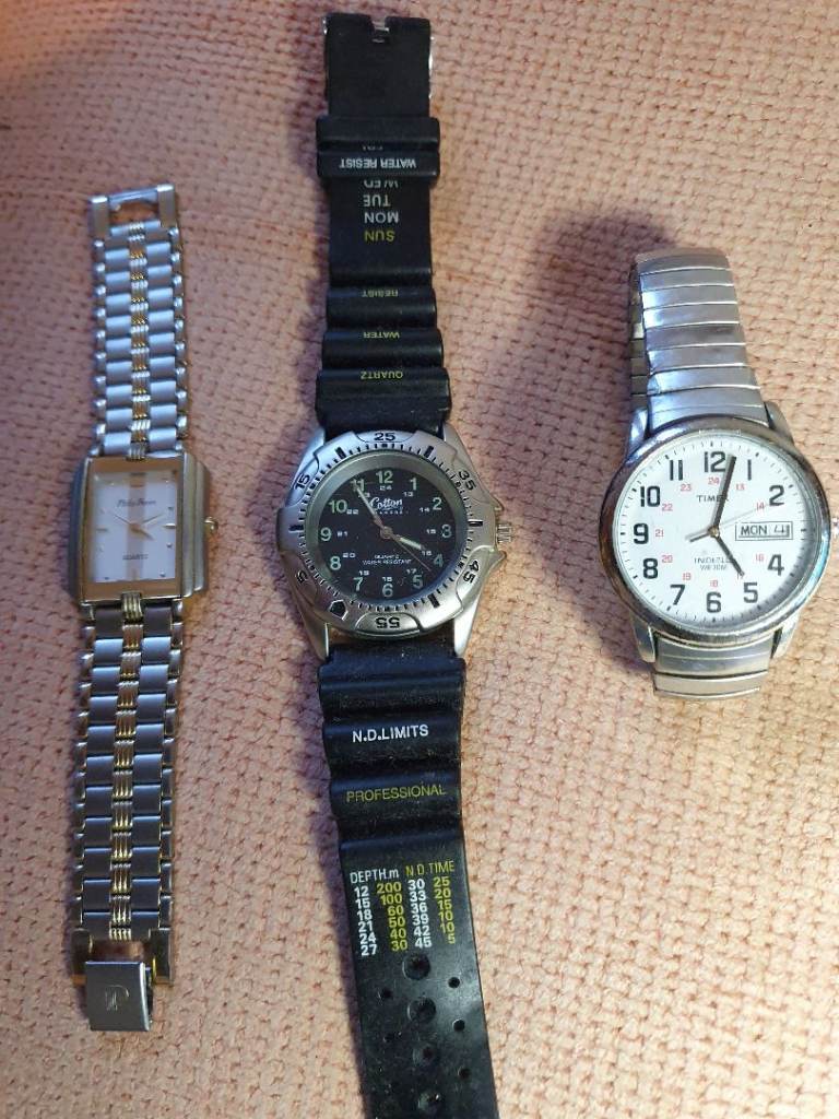 Watches Vintage x3, Philip Persio, Timex, Men's Cotton Traders military diver`s 