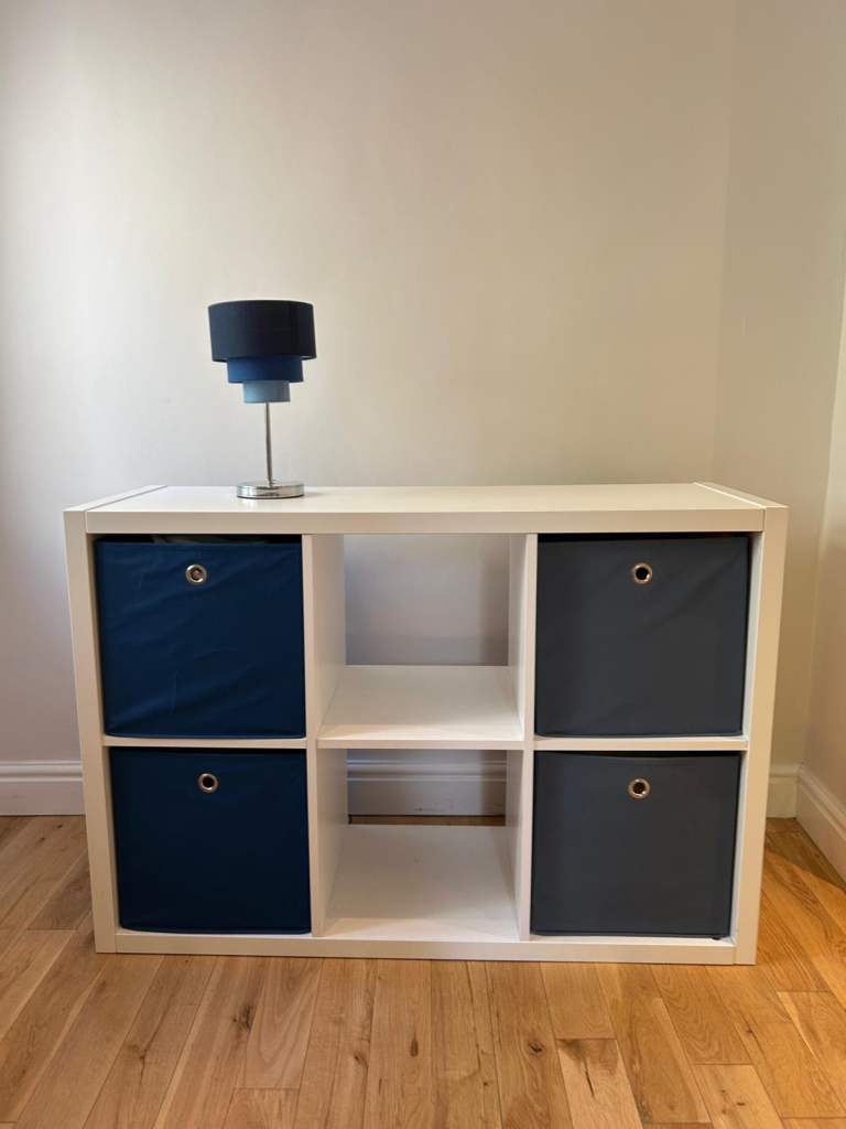White Cube Storage Unit with Fabric Drawers