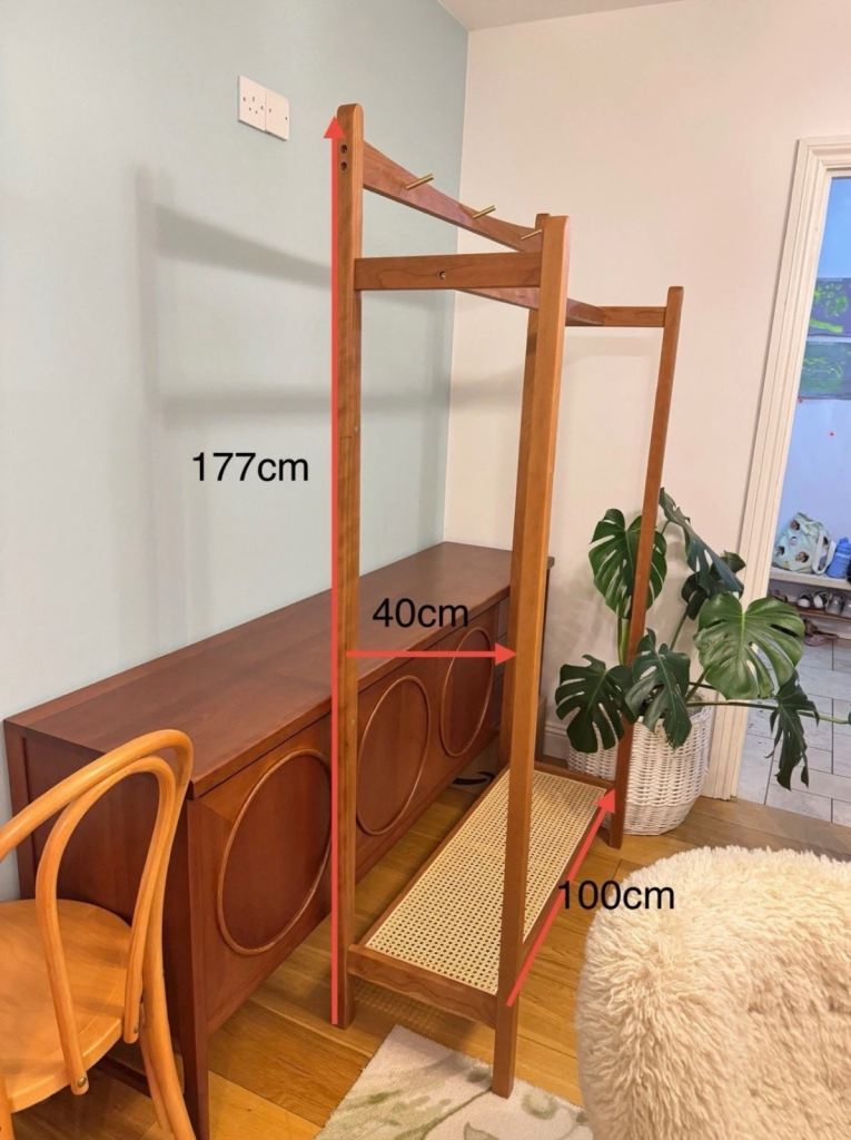 Cherry wood rattan clothes rack