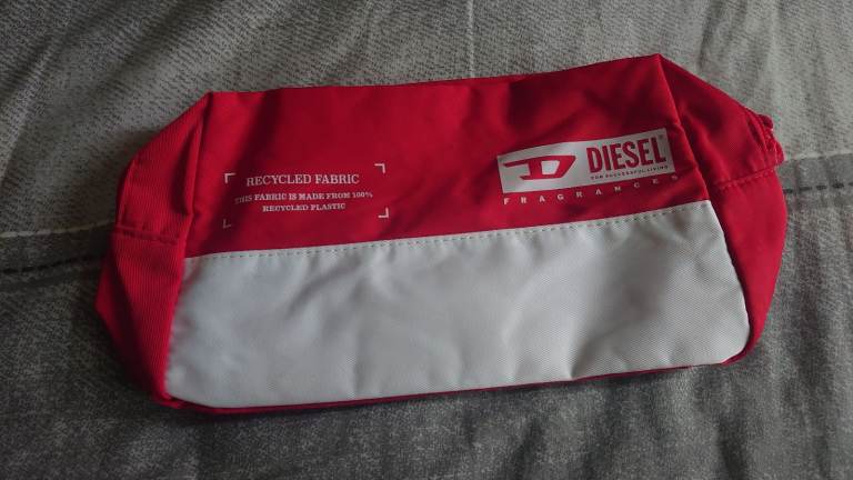 Mens Diesel D Red Toiletry Travel Wash Bag